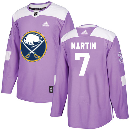 Adidas Sabres #7 Rick Martin Purple Authentic Fights Cancer Stitched NHL Jersey